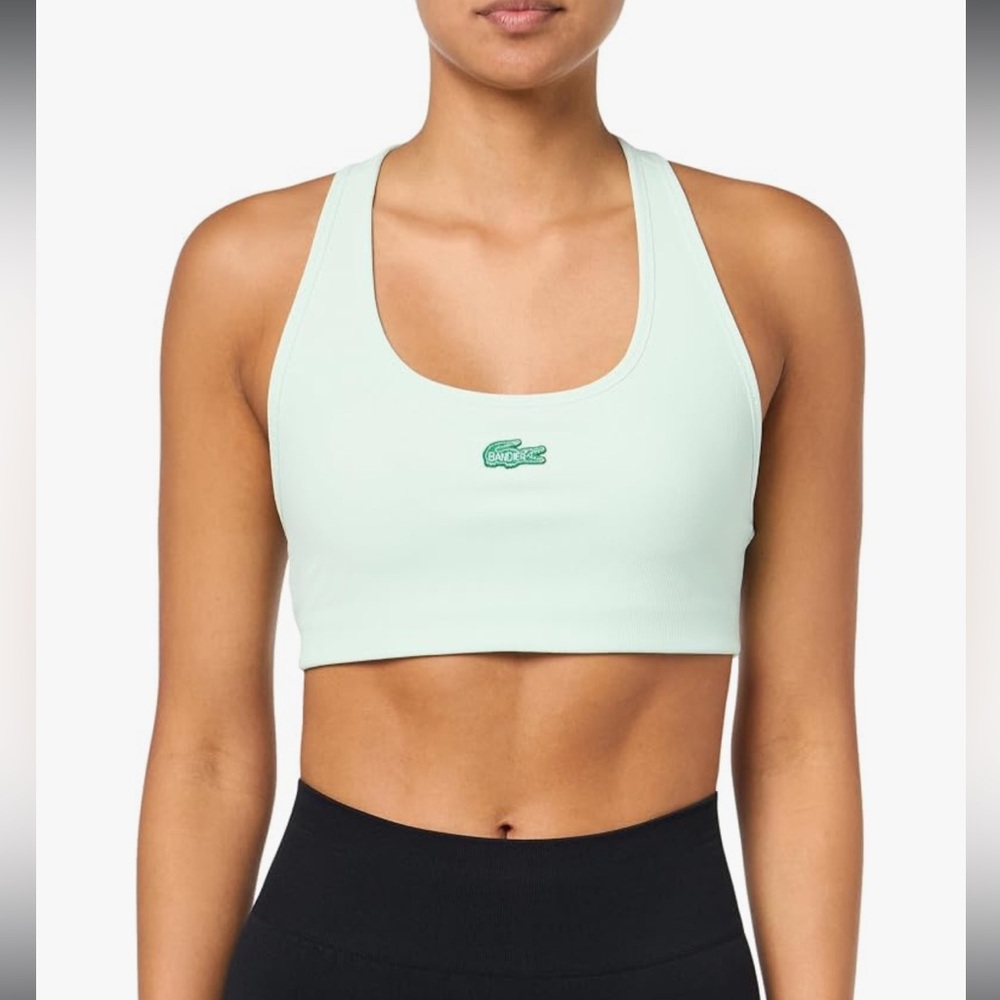 NWT Lacoste X Bandier Ribbed Sports Bra (S) Green
